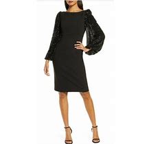 Eliza J Size 12 Short Sequin Dress In Black $178