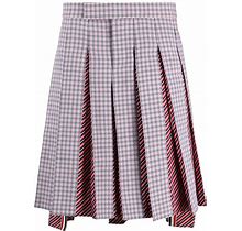 Thom Browne - Check-Print Low-Rise Pleated Skirt - Men - Polyamide/Cotton/Cupro/Silk/Cotton - 4 - White