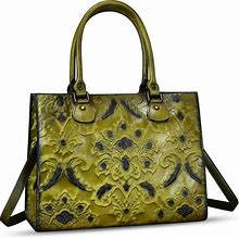 Genuine Leather Tote Bag For Women Purse Embossed Top Handle Shoulder Handbag Handmade Crossbody Satchel Purses