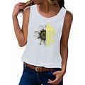 Nechology Dress Top Women Women Sleeveless Summer Tops Tank Top Cute Flower Bouquet Graphic Casual Vacation Athlete Tops For Women Vest White Large