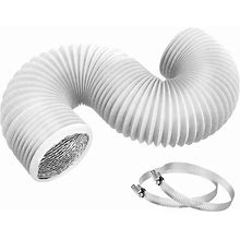 TEAIERXY 4 Inch 8ft Dryer Vent Hose, Flexible Insulated Air Ducting,Vent Hose PVC Aluminum Foil With 2 Clamps For HVAC Ventilation(White)