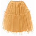 Hanas Skirt For Women Women's Solid Color Half Body Mesh Pleated Puffy Skirt Ball Dress Woman Gifts Yellow, One Size