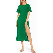 Alexia Admor Lilia Ruffle Sleeve Open Back Midi Dress In Green At Nordstrom Rack, Size 8