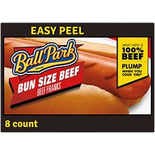 Ball Park Bun Length Hot Dogs, Beef, 8 Count - 8 Ct
