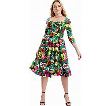 Plus Size Women's Sweetheart Swing Dress By June+Vie In Multi Bold Leaves (Size 22/24)