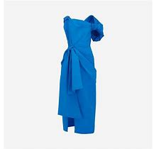 Alexander Mcqueen Blue Knotted Asymmetric Pencil Dress - Casual Dresses Size 0