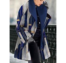 Women's Winter Coat Casual Jacket Warm Lightweight Casual Daily Wear Color Block Print Open Front Turndown Plaid Regular Fit Outerwear Long Sleeve Fal