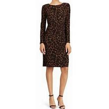 Lauren Ralph Lauren Dresses | Lauren Ralph Lauren Jersey Leopard Print Dress, Size 4, Nwt | Color: Black/Brown | Size: 4