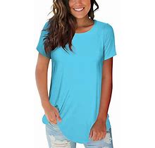 Deqiang Plain T Shirts For Women Short Sleeve Casual Tunic Tops Crewneck Neck Tshirts