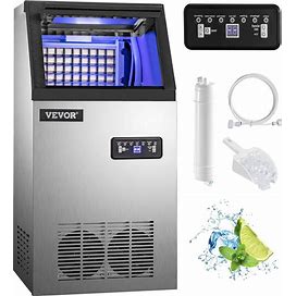 VEVOR Commercial Ice Maker Machine 100Lbs/24H Stainless Steel Under Counter Ice Maker With 22Lbs Storage Bin 4X8 Cubes Ready In 15 Mins Water Filter