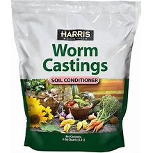Harris Worm Castings Organic Fertilizer - Soil Superfood For Houseplants, Flowers, And Vegetables, 4Qt, 5Lb Bag
