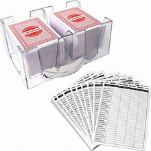 GSE™ Canasta Cards Game Set With 6-Deck Canasta Playing Cards With Point Values, A Revolving Card Holder/Tray & 100 Score Pads