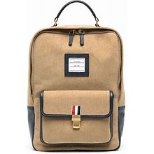 Thom Browne - Corduroy School Backpack - Unisex - Calf Leather/Cotton/Cotton - One Size - Neutrals