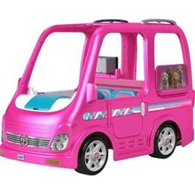 12V Power Wheels Barbie Dream Camper Battery-Powered Ride-On With Music Sounds & 14 Accessories