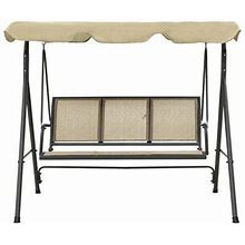 Arlmont & Co. Patio Swing Chair Outdoor Swing Bench W/ Adjustable Canopy Swing Seat In Gray | 60.24 H X 66.93 W X 46.46 D In | Wayfair