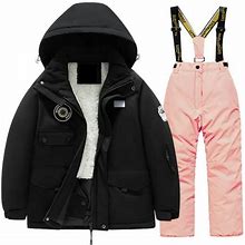 Qiyuancai Toddler Outfits Children's Ski Suit Multi Pocket Jacket And Pants Winter Windbroof Snowboarding Unisex Kid Winter Warm Snow Suits Kids Cloth
