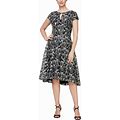 Alex Evenings Women's A-Line Stretch Embroidered Dress With Tie Belt