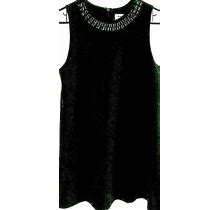 Isaac Mizrahi Dress Size Med Black Sleeveless Beaded Collar Fully