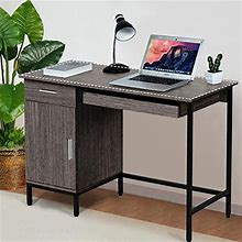 Small Computer Desk With Drawers - Wildmont 43 Inch Compact Student Study Writing Table With Keyboard Tray Storage Cabinet, For Home Office Small Spa