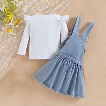 Ovbmpzd Long Sleeve Toddler Girl Clothing Shirts With Denim Dress Preemie Baby Girl Clothes 4Y