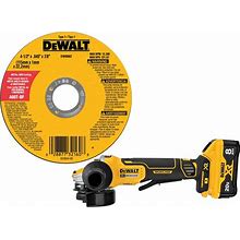 DEWALT XR POWER DETECT 5-In 20-Volt Max Paddle Switch Brushless Cordless Angle Grinder (1-Battery And Charger Included) & Aluminum Oxide 4.5-In