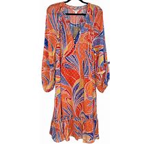 Monsoon Dress Size XL (16) Ariel Print Ruffle Bohemian Colorful Knee Length NEW