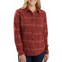 Carhartt 104516 Closeout Women's Rugged Flex Flannel Shirt - Redwood Plaid X-Small Regular