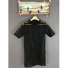 Fashion Women's Lace Black Dresstop See-Through Shirt Dress Beach