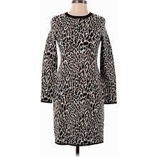 Banana Republic Casual Dress - Sweater Dress: Brown Leopard Print Dresses - Women's Size X-Small Petite