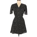 Sisterhood Casual Dress - A-Line V Neck Short Sleeves: Black Polka Dots Dresses - Women's Size Medium