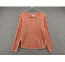 Croft & Barrow Women's Cable Knit Orange Coral Pullover Sweater In