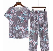 Trendvibe365 Cute Pajama Sets For Women Plus Size Long Pants Short Sleeve Top Soft Pjs Floral Summer Outfits Y2k Sleepwear Nightwear Multi 5Xl(Us=18)