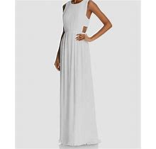 $298 Bcbgmaxazria Women's White Sleeveless Pleated Column Gown Dress