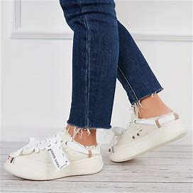 Solid Color Canvas Sneakers, Women's Trim Lace Up Breathable Shoes,White,Must-Have,Temu