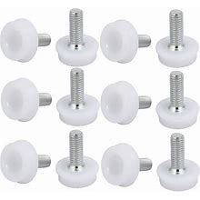 Uxcell D25 m8x20mm Plastic Base Furniture Glide Adjustable Leveling Foot White Silver Tone 12Pcs