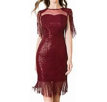Gdreda Women Dress Party Fashion Sequin Fringe Dress High Waist Mid Length Nightclub Dress 2024 Party Dress Red,XS
