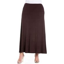24Seven Comfort Apparel Womens Mid Rise Stretch Fabric Maxi Skirt - Plus | Brown | Plus 6X | Skirts Maxi Skirts | Stretch Fabric