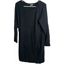 J. Jill Dresses | Pure Jill Women M Black Cotton Dress Shift Long Sleeve Pockets | Color: Black | Size: M