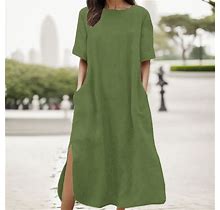 Womens Daily Casual Dress O Neck Loose Dress Solid Elegant Knit Dress