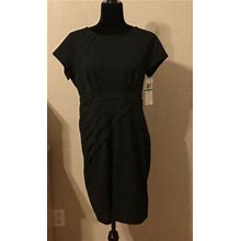 Nina Leonard Black Dress 36-32-38 Light Stretch 38" Length Large Orig