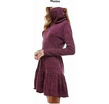 Bebop Womens A-Line Dress Wine Size M Tiered Matching Face Mask