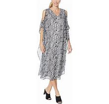 Antthony Cold-Shoulder Dress With Chiffon Overlay Black/White Print Sz