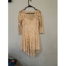 Free People Dresses | Free People Leaves Pale Pink/Peach Lace Dress Size 2 | Color: Pink | Size: 2