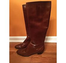 New Salvatore Ferragamo Brown Leather Women's Knee Boots For Saks 9 AAAA