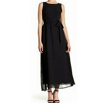 Sharagano Cocktail Black Sleeveless Pleated Maxi Dress (Petite), Size 6P