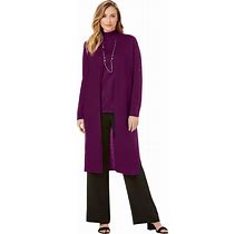 Plus Size Women's Cotton Cashmere Duster Sweater By Jessica London In Dark Berry (Size 18/20)