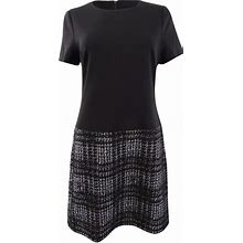 Calvin Klein Dresses | Calvin Klein Women's Solid & Plaid Shift Dress - Black/Cream | Color: Black | Size: 2