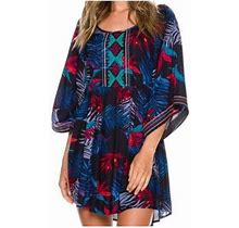 Roxy Dresses | Roxy Mini Dress Bird Of Paradise Embroidered Babydoll Kimono Sleeves L | Color: Blue/Red | Size: L