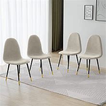 Cozy Castle Beige Velvet Dining Chairs Set Of 4, Modern Simple Kitchen And Dining Room Chairs With Comfortable Ergonomics Back And Solid Metal Chair