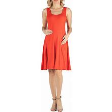 24/7 Comfort Apparel A Line Slim Fit And Flare Dress | Orange | Maternity 3X | Dresses A-Line Dresses